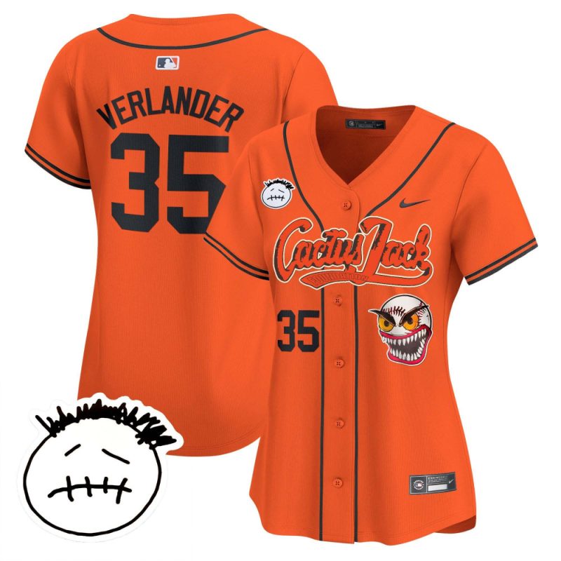 justin verlander 35 houston astros cactus jack patch v3 women jersey orange