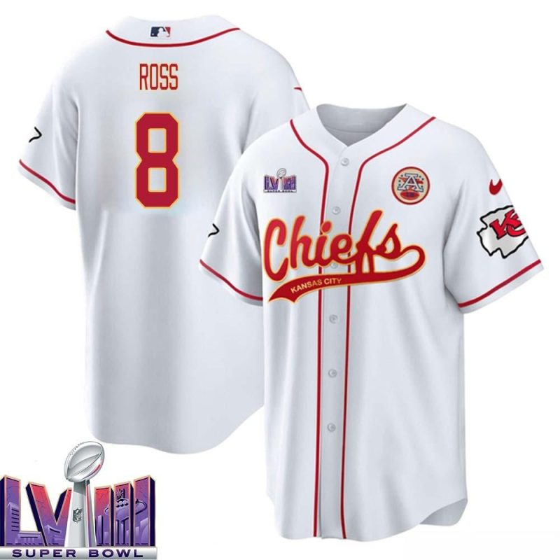 justyn ross 8 kansas city chiefs super bowl lviii baseball men jersey white