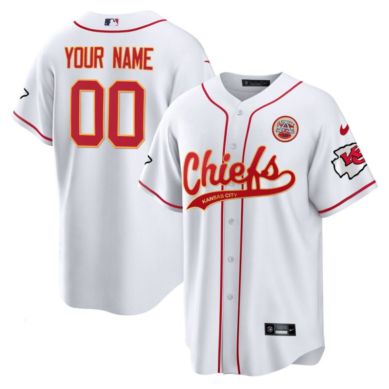 kansas city chiefs baseball custom men jersey white