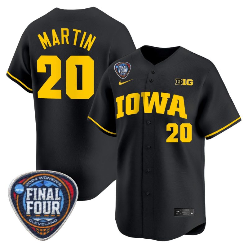 kate martin 20 iowa hawkeyes 2024 final four patch men jersey black