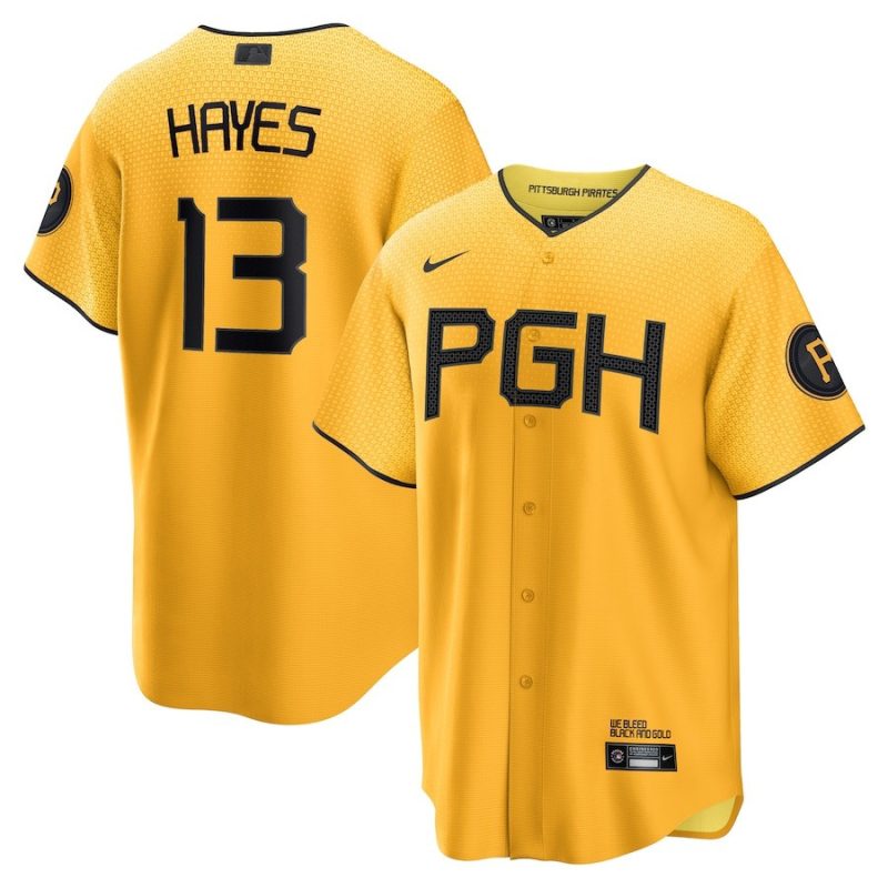 kebryan hayes 13 pittsburgh pirates 2023 city connect men jersey gold