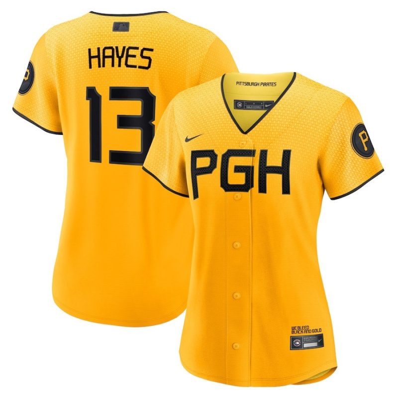 kebryan hayes 13 pittsburgh pirates 2023 city connect women jersey gold