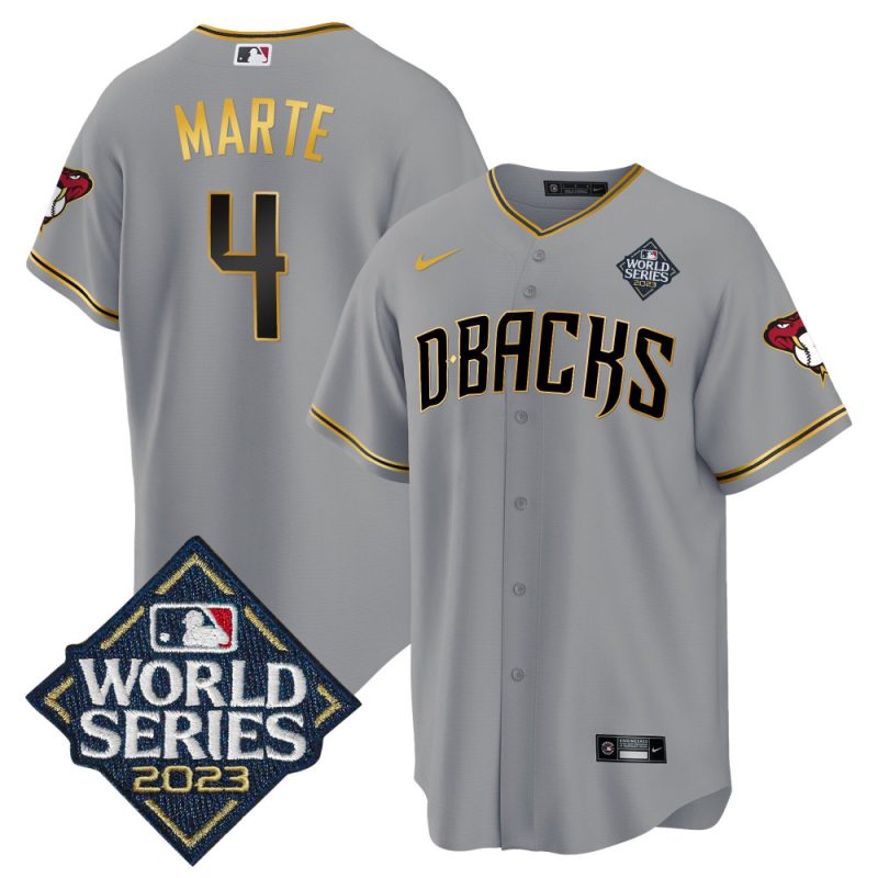 ketel marte 4 arizona diamondbacks 2023 world series men jersey gray gold