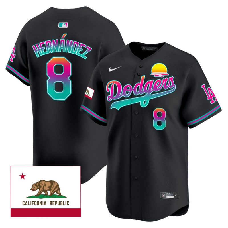 kike hernandez 8 los angeles dodgers 2024 los angeles city style california republic patch men jersey black