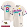 kike hernandez 8 los angeles dodgers 2024 los angeles city style california republic patch men jersey cream