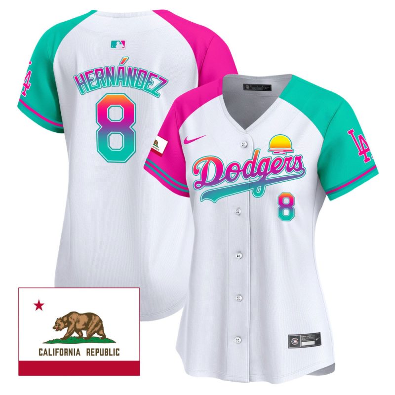 kike hernandez 8 los angeles dodgers 2024 los angeles city style california republic patch women jersey alternate