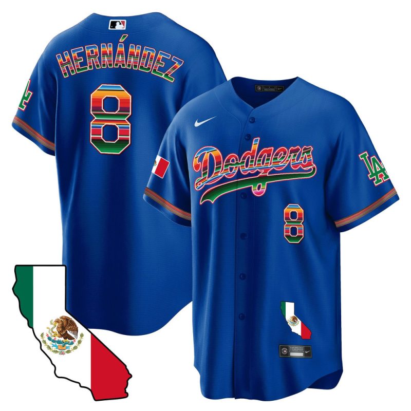 kike hernandez 8 los angeles dodgers mexico california map baseball men jersey royal