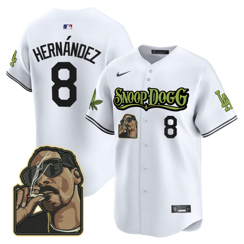 kike hernandez 8 los angeles dodgers snoop dogg men jersey white