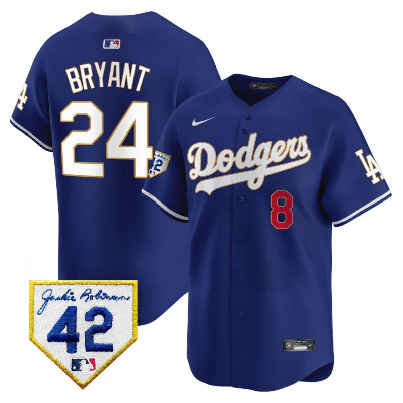 kobe bryant 24 los angeles dodgers 2024 jackie robinson patch men jersey royal