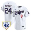 kobe bryant 24 los angeles dodgers 2024 jackie robinson patch men jersey white