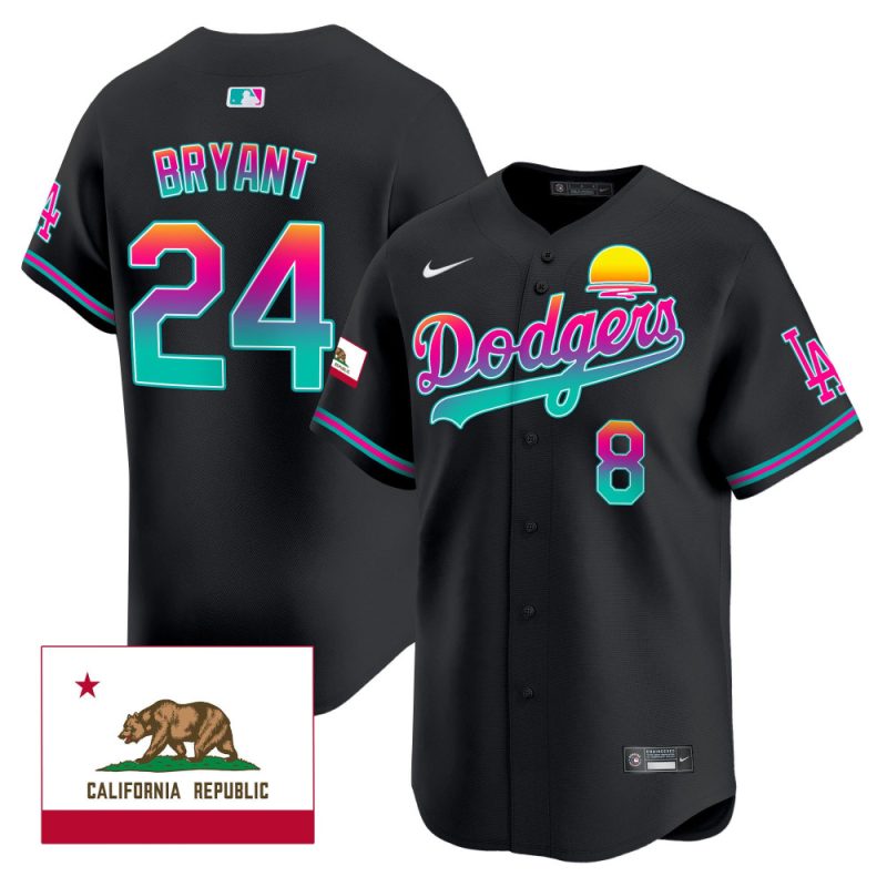 kobe bryant 24 los angeles dodgers 2024 los angeles city style california republic patch men jersey black