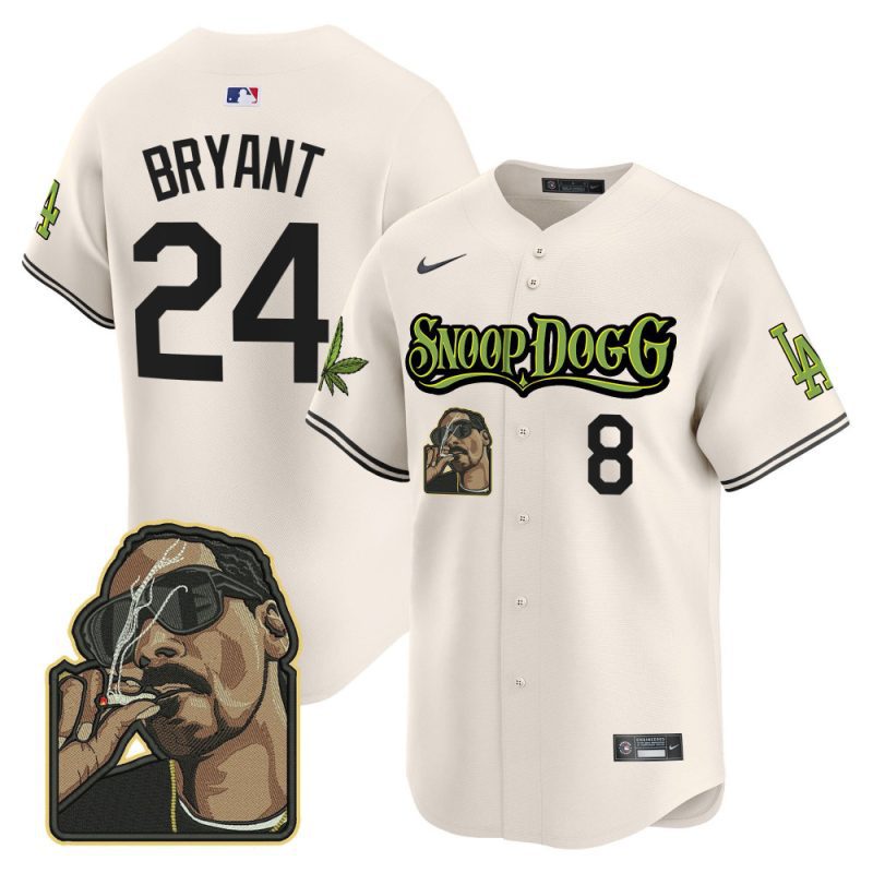 kobe bryant 24 los angeles dodgers snoop dogg men jersey cream