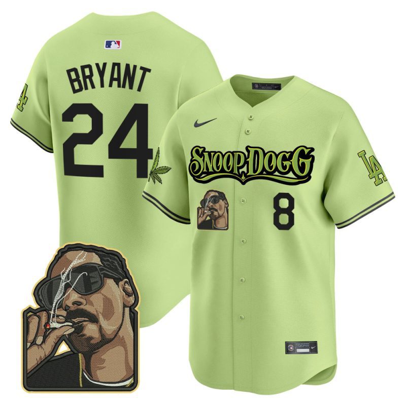 kobe bryant 24 los angeles dodgers snoop dogg men jersey light green