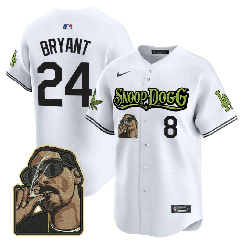 kobe bryant 24 los angeles dodgers snoop dogg men jersey white