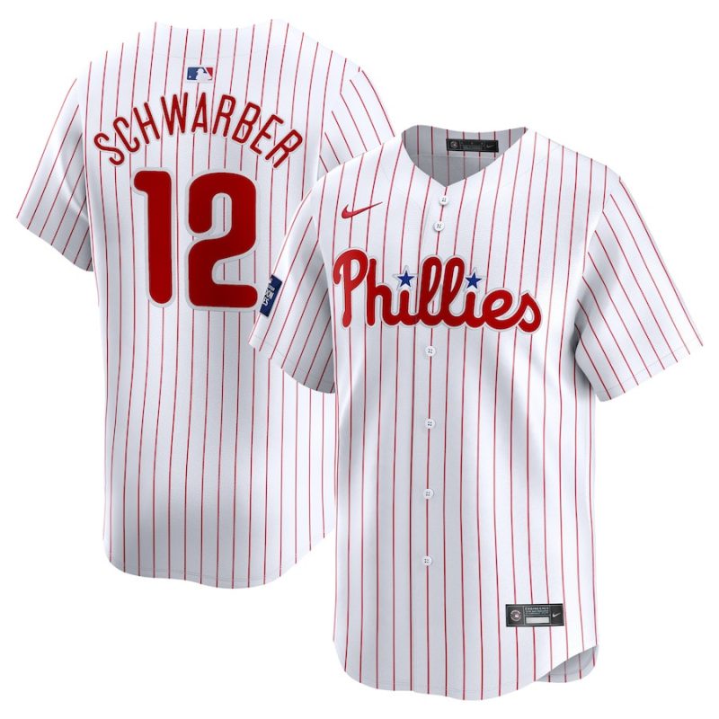 kyle schwarber 12 philadelphia phillies 2024 mlb world tour london series home limited player men jersey white