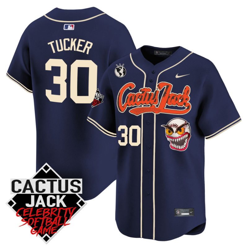 kyle tucker 30 houston astros cactus jack celebrity softball game patch men jersey navy