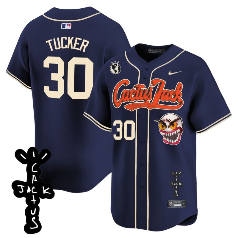 kyle tucker 30 houston astros cactus jack patch v2 men jersey navy