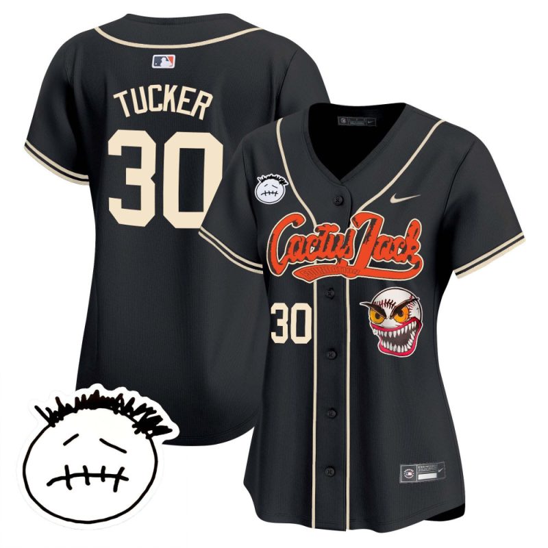 kyle tucker 30 houston astros cactus jack patch v3 women jersey black