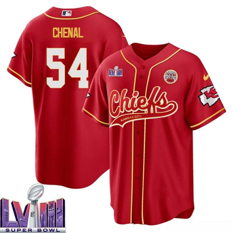 leo chenal 54 kansas city chiefs super bowl lviii baseball men jersey red