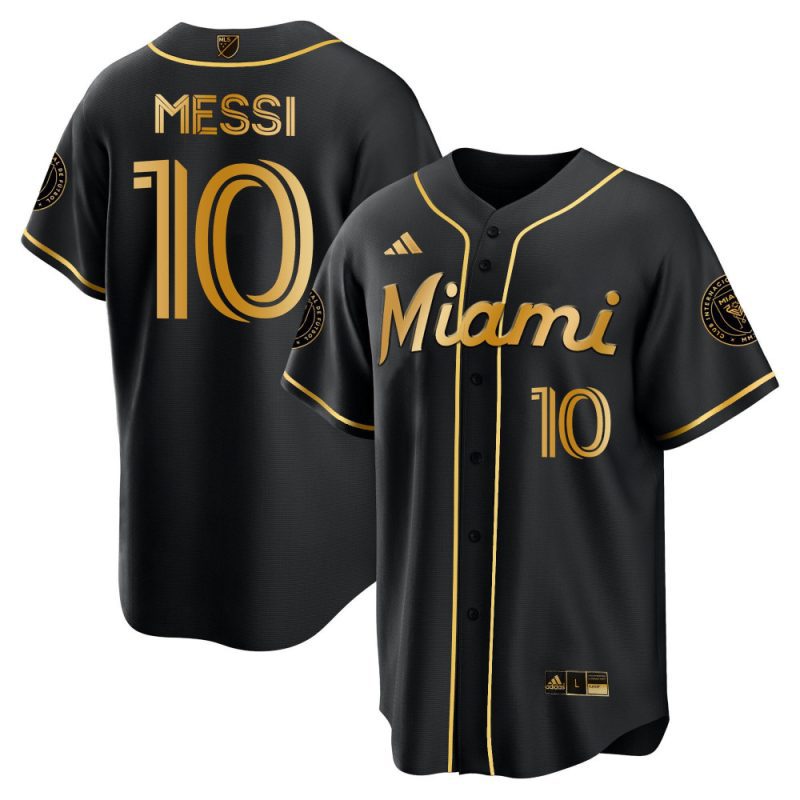 lionel messi inter miami baseball gold jersey stitched men jersey gold black