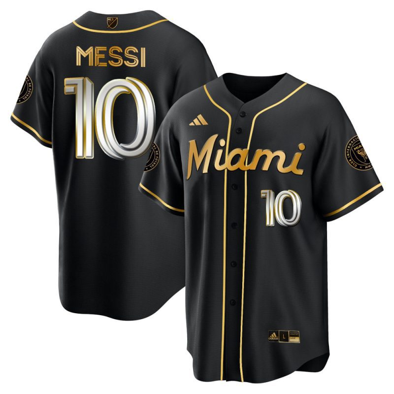 lionel messi inter miami baseball gold jersey stitched men jersey silver black