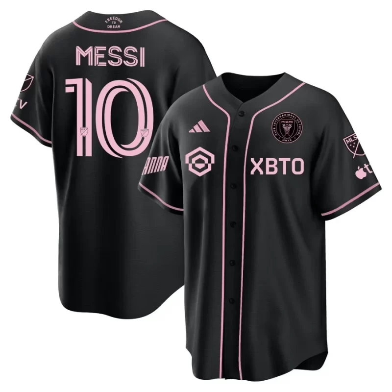 lionel messi inter miami baseball jersey stitched men jersey black