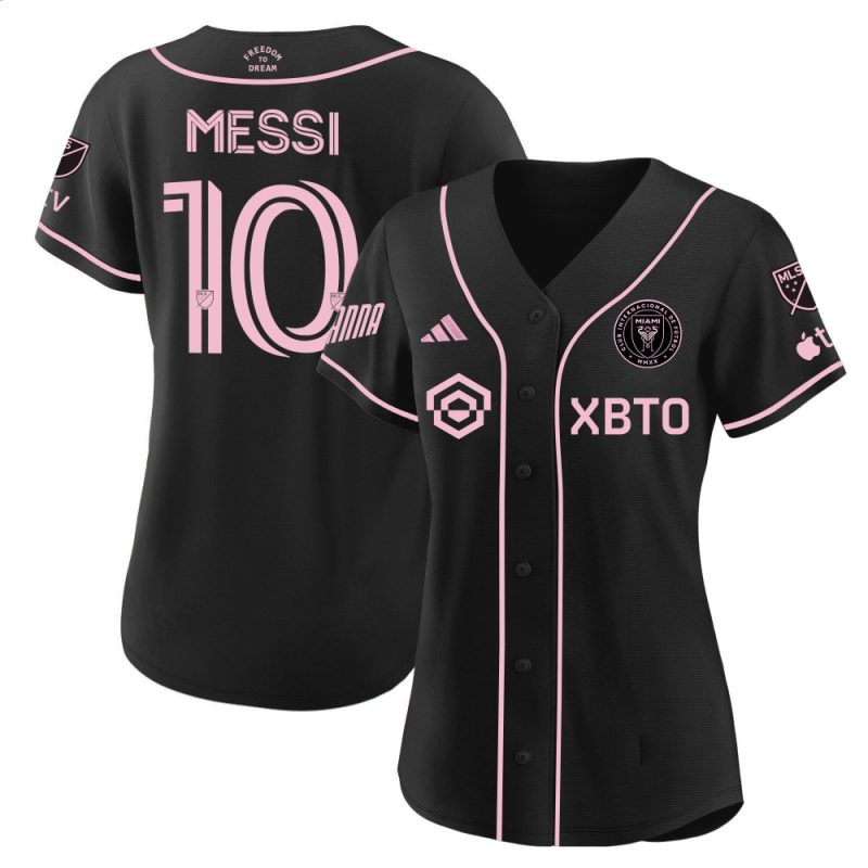 lionel messi inter miami baseball women jersey stitched black