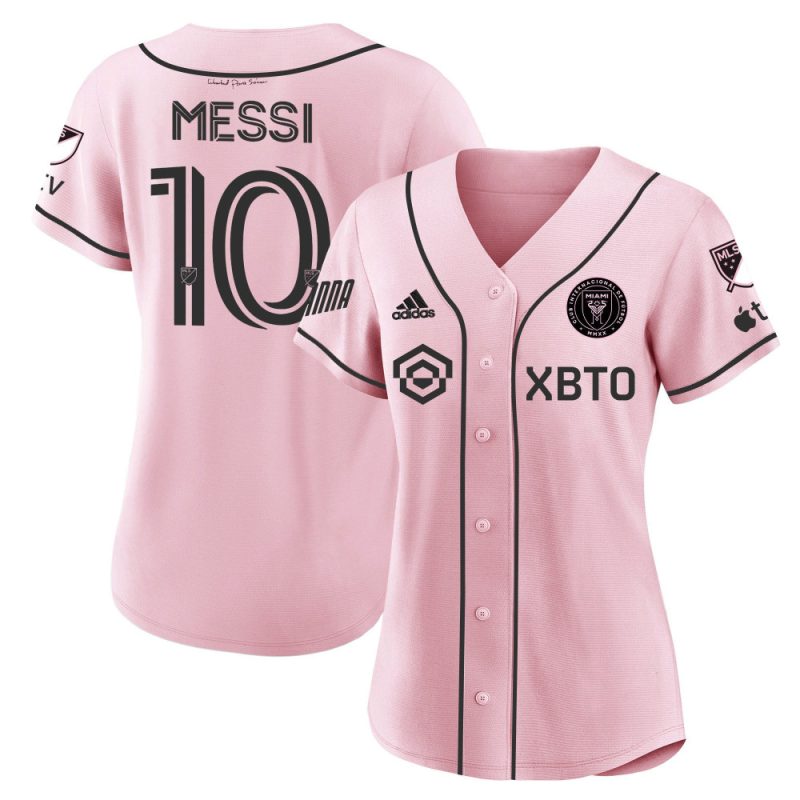 lionel messi inter miami baseball women jersey stitched pink