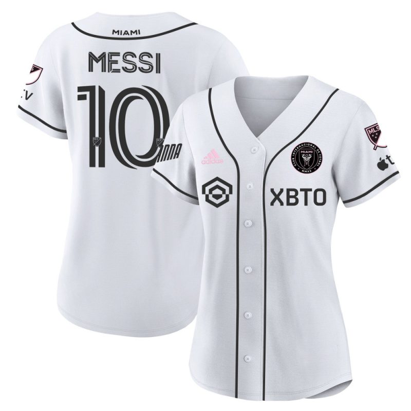 lionel messi inter miami baseball women jersey stitched white