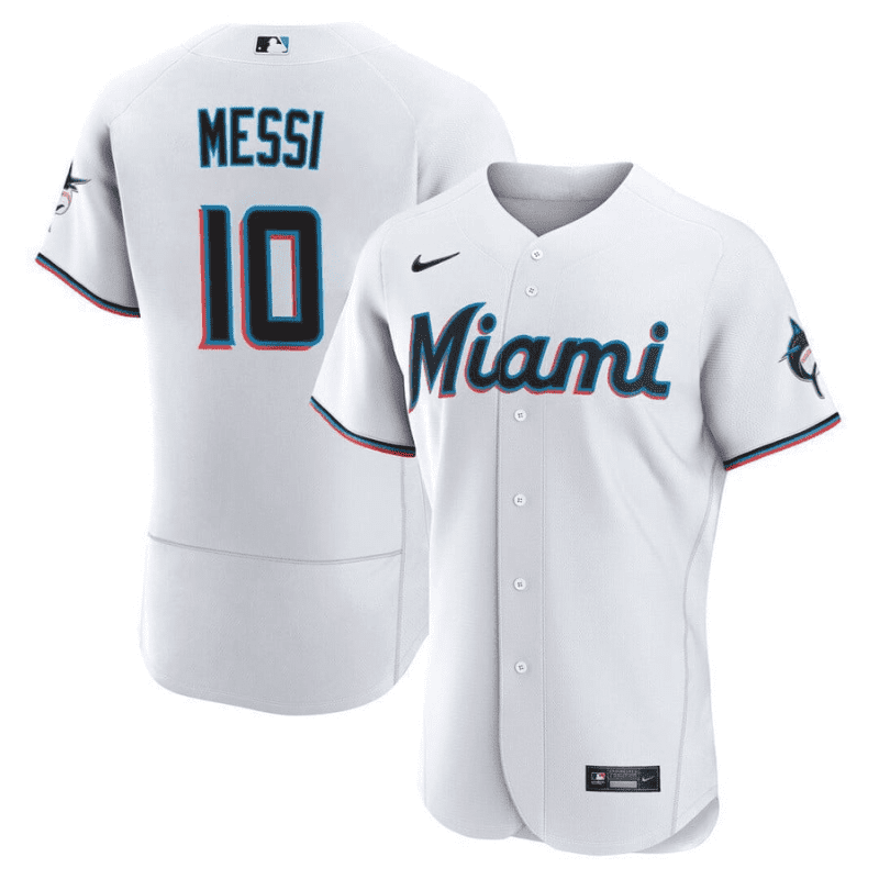 lionel messi miami marlins baseball elite jersey stitched men jersey white