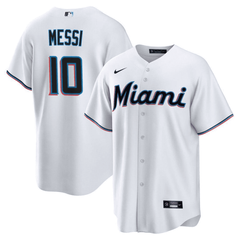 lionel messi miami marlins baseball jersey stitched men jersey white