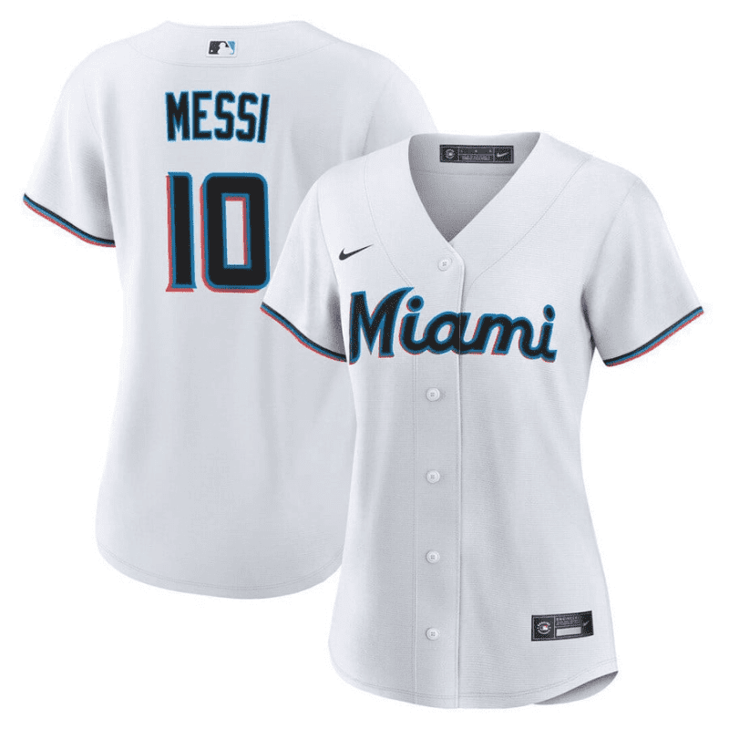 lionel messi miami marlins baseball jersey women stitched white