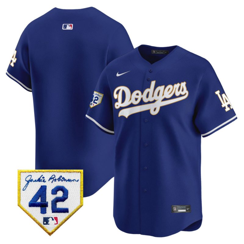 los angeles dodgers 2024 jackie robinson patch men jersey royal