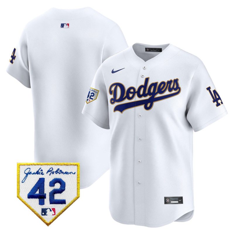 los angeles dodgers 2024 jackie robinson patch men jersey white