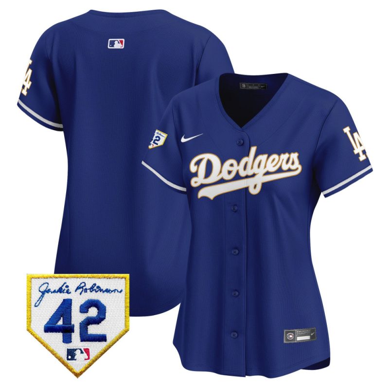 los angeles dodgers 2024 jackie robinson patch women jersey royal