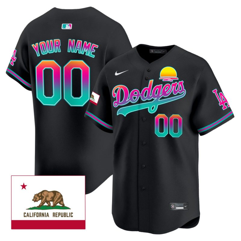 los angeles dodgers 2024 los angeles city style california republic patch custom men jersey black