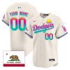 los angeles dodgers 2024 los angeles city style california republic patch custom men jersey cream