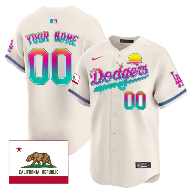 los angeles dodgers 2024 los angeles city style california republic patch custom men jersey cream