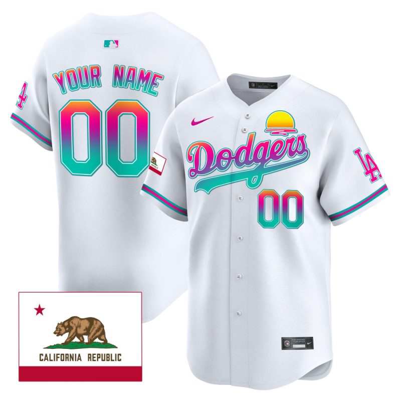 los angeles dodgers 2024 los angeles city style california republic patch custom men jersey white