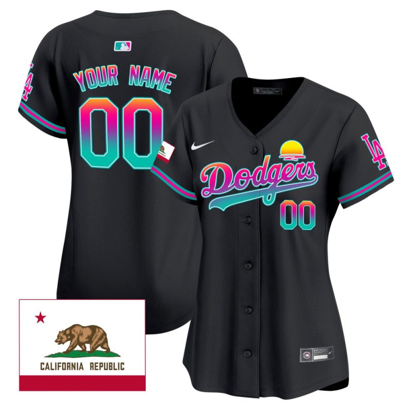 los angeles dodgers 2024 los angeles city style california republic patch custom women jersey black