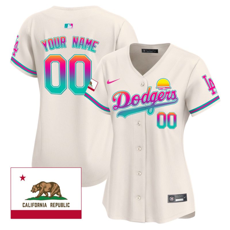 los angeles dodgers 2024 los angeles city style california republic patch custom women jersey cream