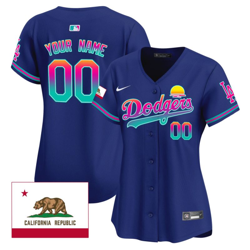 los angeles dodgers 2024 los angeles city style california republic patch custom women jersey royal