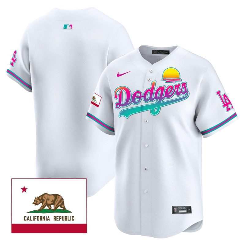 los angeles dodgers 2024 los angeles city style california republic patch men jersey white