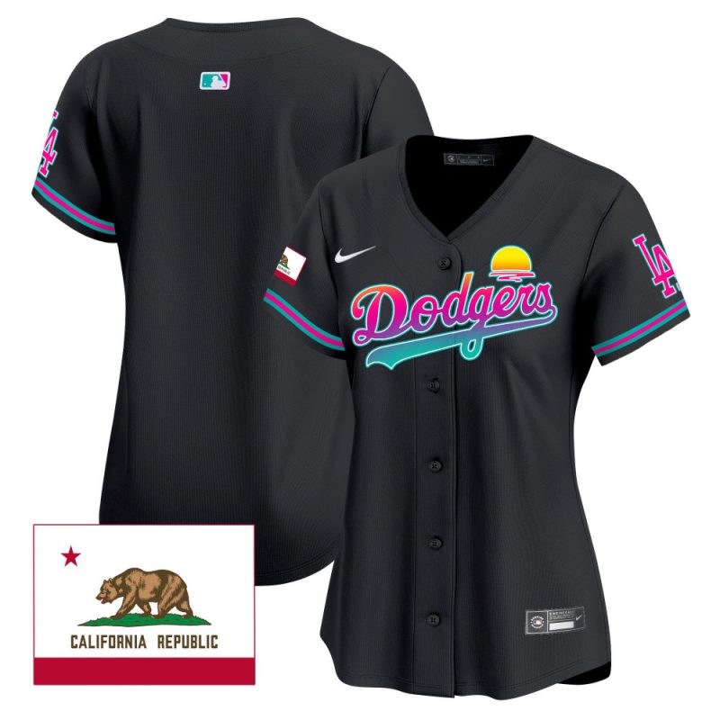 los angeles dodgers 2024 los angeles city style california republic patch women jersey black