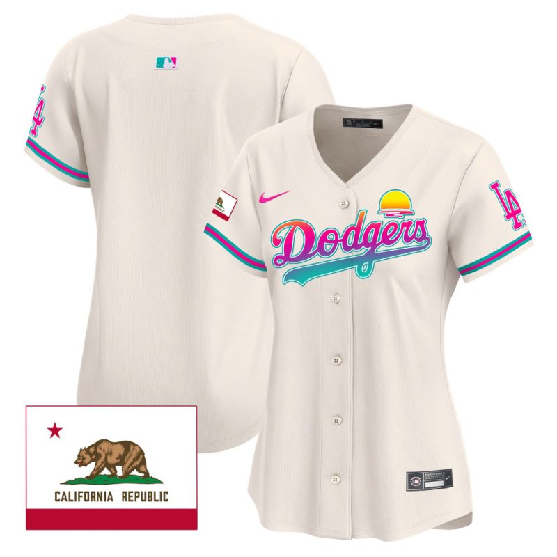 los angeles dodgers 2024 los angeles city style california republic patch women jersey cream