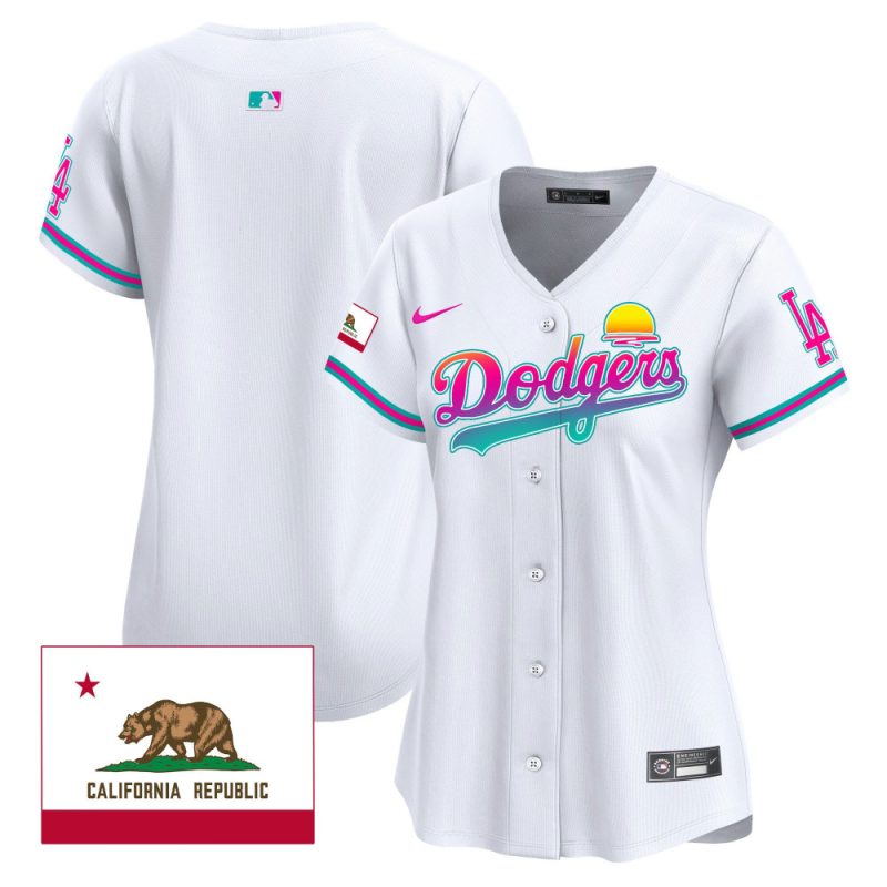 los angeles dodgers 2024 los angeles city style california republic patch women jersey white