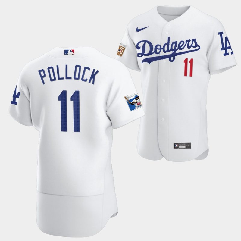 los angeles dodgers a j pollock white jersey 11 jackie robinson 75th anniversary 2022 uniform