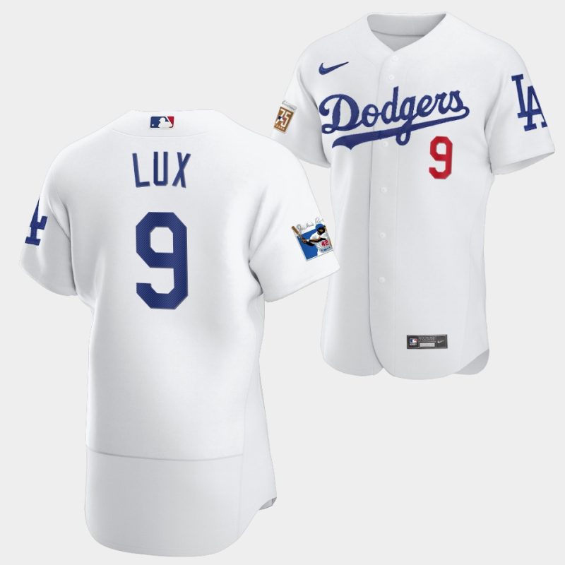 los angeles dodgers gavin lux white jersey 9 jackie robinson 75th anniversary 2022 uniform