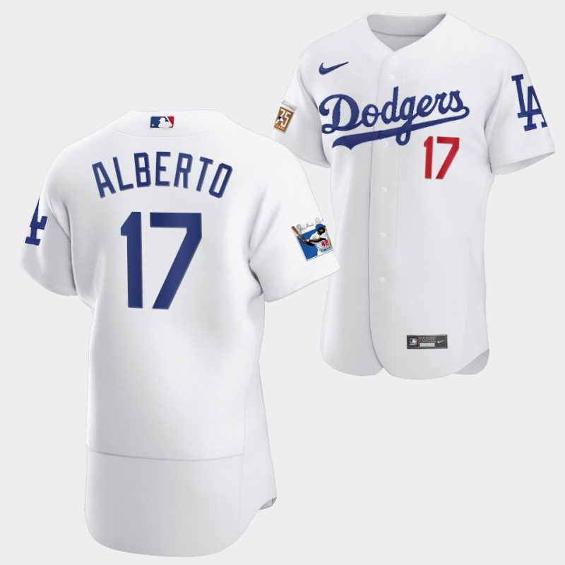 los angeles dodgers hanser alberto white jersey 17 jackie robinson 75th anniversary 2022 uniform