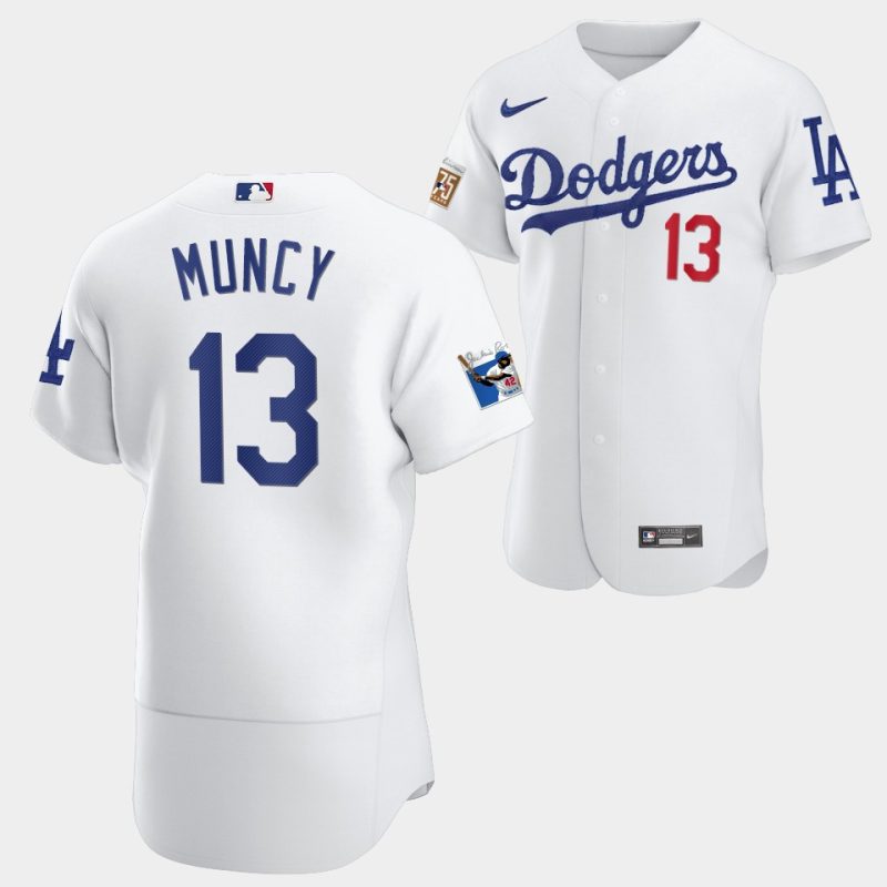 los angeles dodgers max muncy white jersey 13 jackie robinson 75th anniversary 2022 uniform